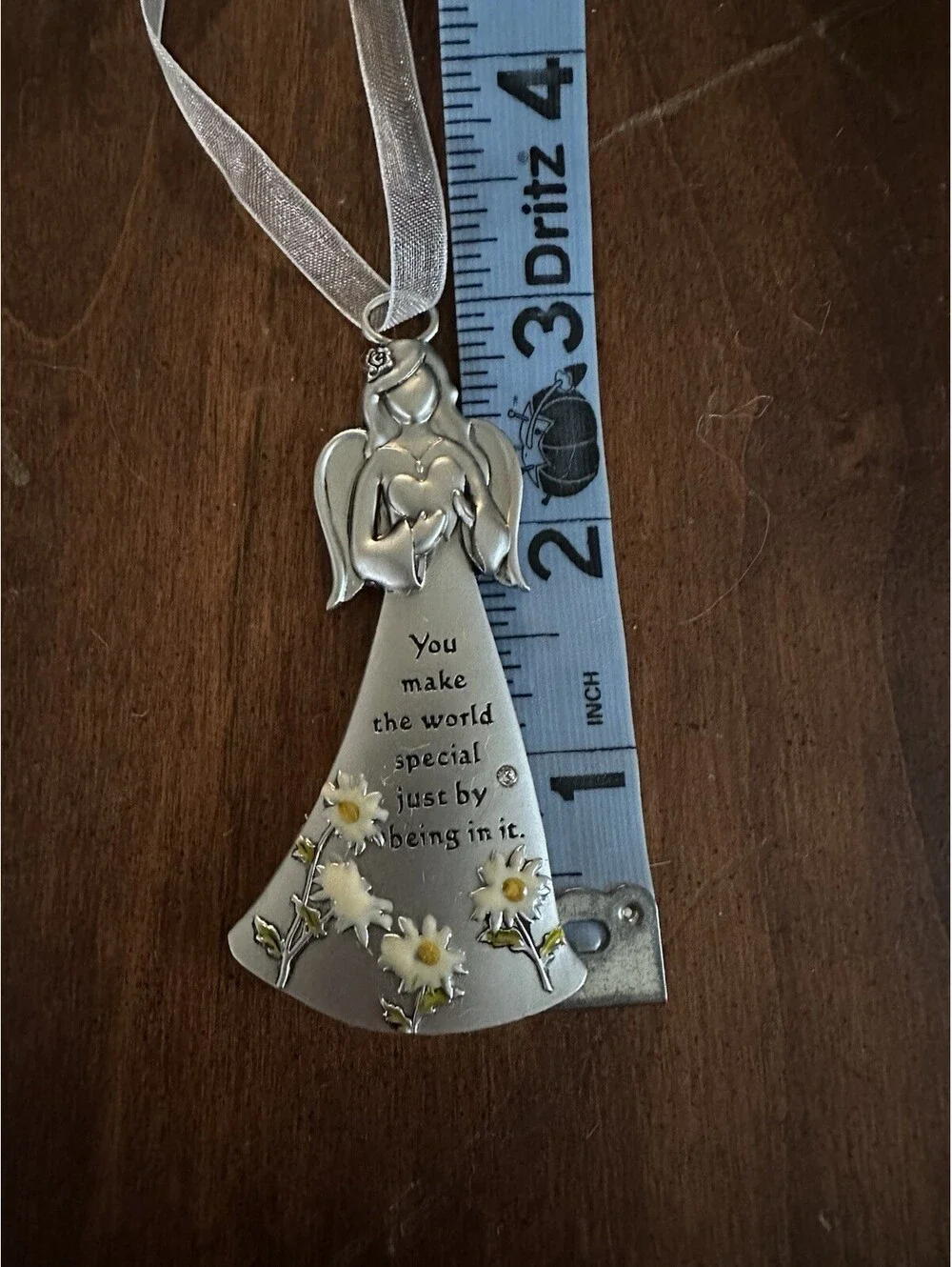 Angel Ornament You Make the World Special Daisy Flower Inspirational Gift